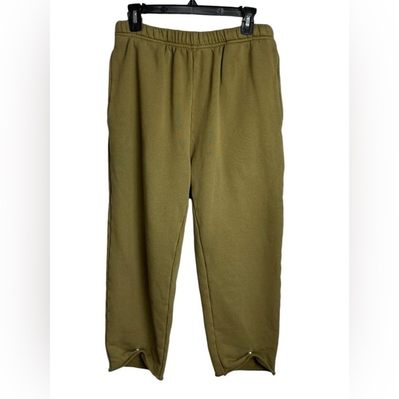 Les Tien Heavyweight Snap Front Pant Fleece Sweatpants Olive Green - Picture 1 of 7